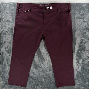 True Nation Burgundy Straight Fit Jeans Men 56x30 Big Tall Maroon Pants Husky